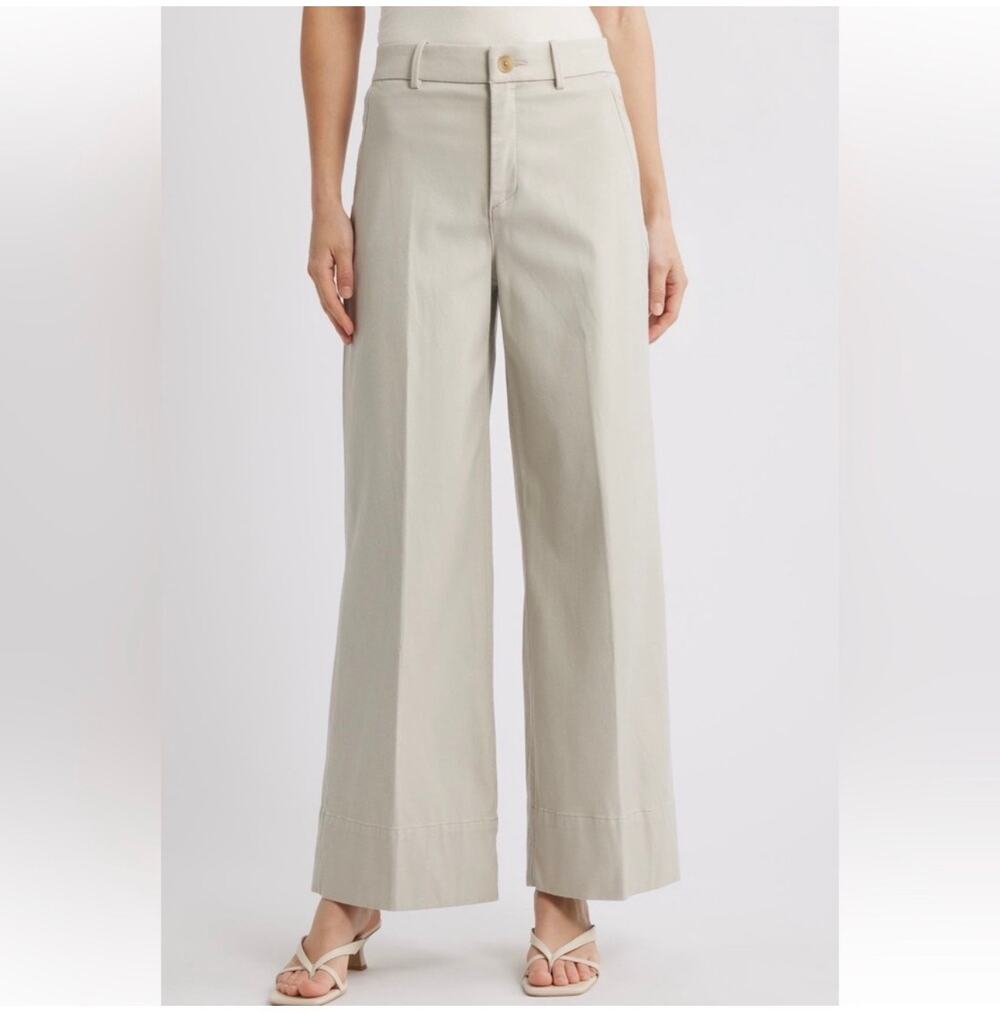 Spanx Pants Womens XL Khaki Cream Super Smooth Stretch Twill Wide Leg Classic